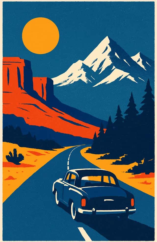 Une route d'Amérique du Nord entre désert et montagnes