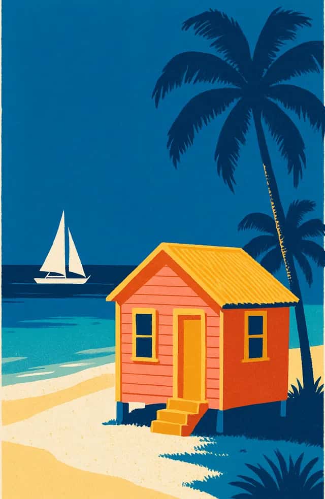 Une maison chattel au bord d'une plage