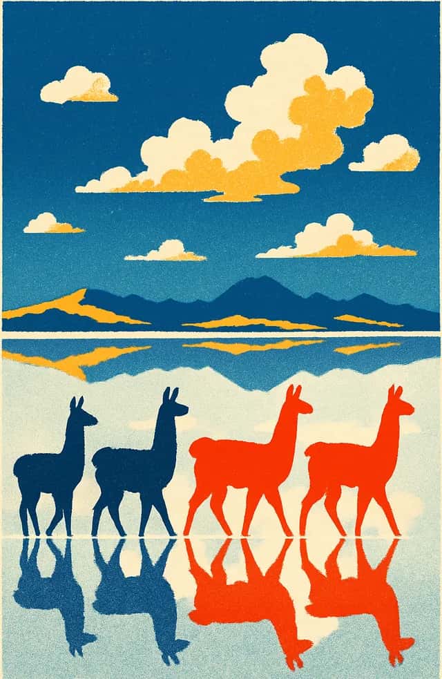 Des lamas sur le salar d'Uyuni