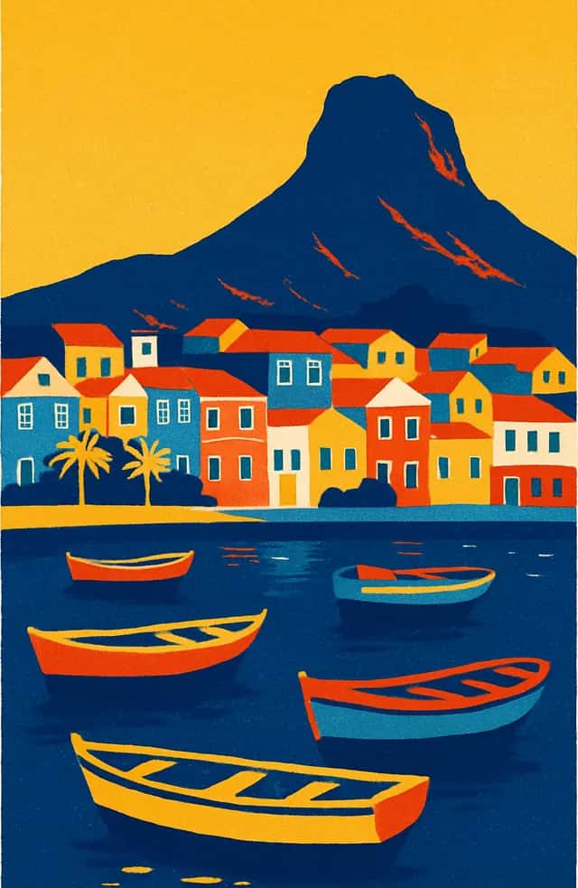 La baie de Mindelo et ses maisons colorées