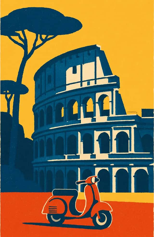 Le Colisée de Rome et ses pins parasols