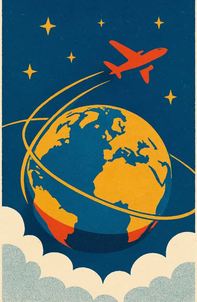 Un globe et des routes aériennes