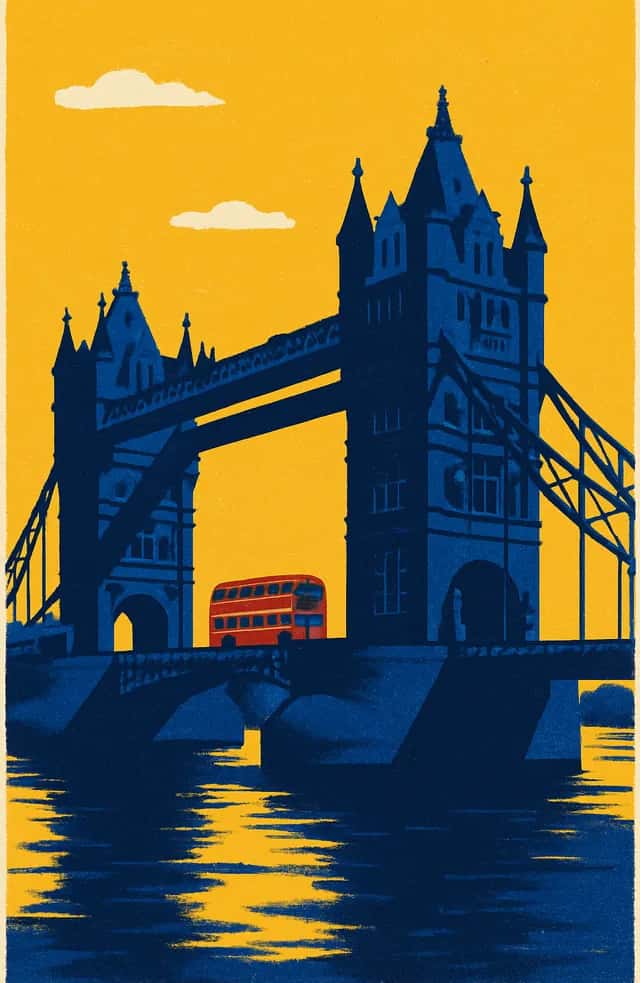 Le Tower Bridge de Londres et un bus rouge