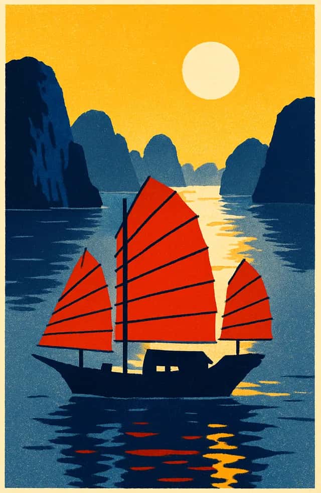 Une jonque dans la baie d'Ha Long